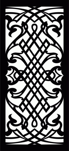 Carved Screen Grill Partition Design DXF File