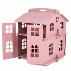 Carved Wooden Pink Doll House CDR File