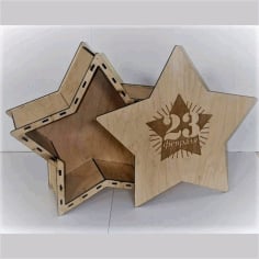 Carved Wooden Star Box With Lid CDR File