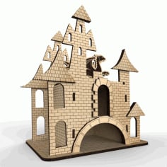 Castle Building 3D Puzzle Plan for CNC Laser Cut CDR File
