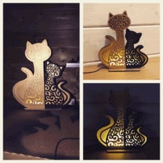 Cat and Kitten Night Light Lamp Home Decor Free CDR File