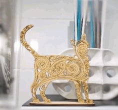 Cat Decoration 3D Puzzle Laser Cut Animal Puzzle Free Vector CDR File