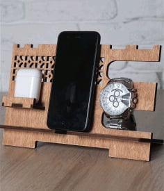 Cell Phone Stand Wooden Docking Station Free CDR File