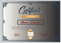 Certificate of Achievement Template Blue Illustrator Vector File