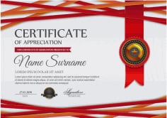 Certificate of Appreciation Red Styles Template Illustrator Vector File