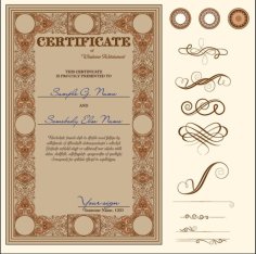 Certificate Template and Decoration Border Template Free Vector