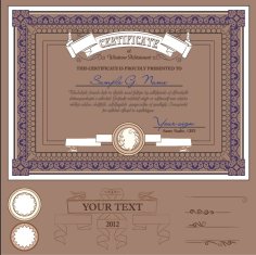 Certificate Template Sample and Decoration Borders Design Free Vector