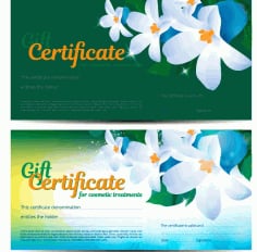 Certificate with Flower Background Banner Vector Template Free Download