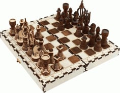 Chess Set Game Laser Cut Free CDR File
