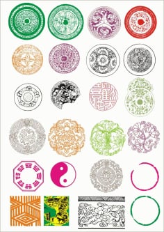 Chinese Circular Totem Pattern CDR File