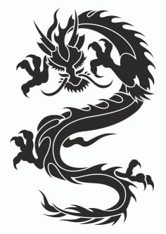 Chinese Dragon Silhouette Tattoo Tribal Vector Free CDR Vectors File