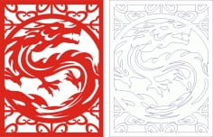 Chinese Tradtion Dragon Decore Panel CDR File