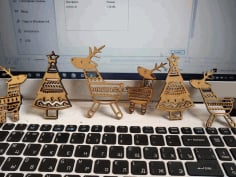 Christmas Animals Wooden Carved CDR File