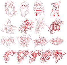 Christmas Decorations Santa Flowers Laser Engraving CDR File