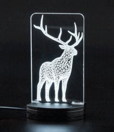Christmas Deer Acrylic 3D Night Light Lamp Laser Cut DXF and CDR File