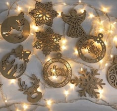 Christmas Hanging Pendants Drop Ornaments Laser Cut Design CDR File