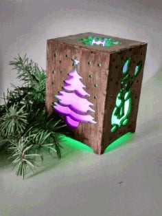 Christmas Night Light Box Lamp Template Laser Cut Design CDR File