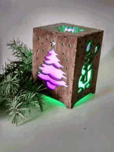 Christmas Night Light Box Lamp Template Laser Cut CDR File