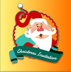 Christmas Red Santa Invitation Card Label Free Vector