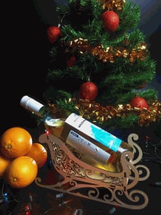 Christmas Sleigh Wine Holder Laser Cut CDR File