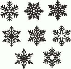 Christmas snowflake icons set vector Laser Cut CDR File