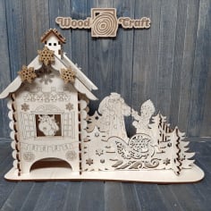 Christmas Tea House Christmas New Year Gift 4mm Laser Cut CDR File