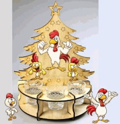 Christmas Tree Glasses Wooden Stand Laser Cut Vector