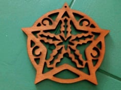 Christmas Wooden Star Decoration Panel CDR File