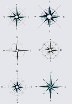 Classical Flat Design Compass Templates Free Vector