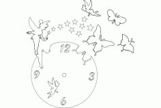 Clock Butterfly Fairy Free Dxf File For Cnc DXF Vectors File