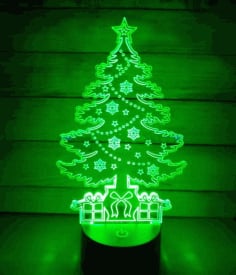 CNC Laser Cut Acrylic Christmas Tree Night Light Free CDR File