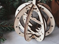 CNC Laser Cut Birch Pendant Christmas Tree Hanging Wooden Decorations Vector CDR File