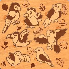CNC Laser Cut Bird Puzzle Game for Kids CDR File