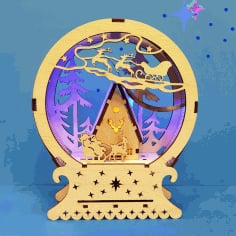 CNC Laser Cut Christmas Gift New Year Night Lamp Free CDR File