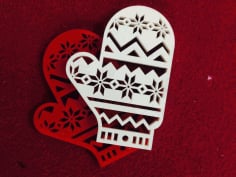 CNC Laser Cut Christmas Mitten Christmas Toys Figurines Free CDR File