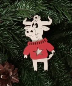 CNC Laser Cut Christmas Ornament New Year 2021 Bull Free CDR File