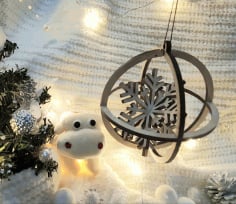 CNC Laser Cut Christmas Snowflake Ball Hanging Ornament Free CDR File