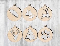 CNC Laser Cut Christmas Tree Decorations Vector CDR File