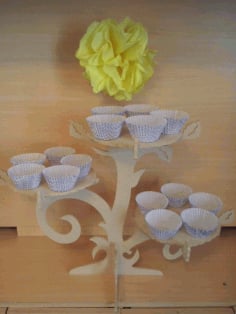 CNC Laser Cut Cupcake Stand like Tree Branches Free CDR File
