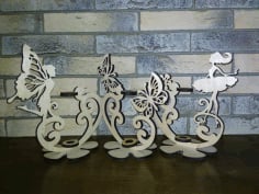 CNC Laser Cut Design Girl And Butterfly Stand CDR File