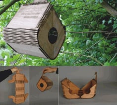 CNC Laser Cut Design Wooden Bird Box CDR File