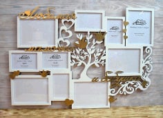 CNC Laser Cut Family Tree Photo Frame Free CDR File