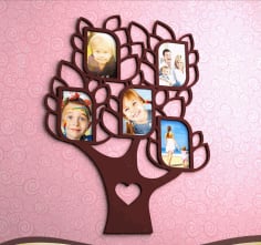 CNC Laser Cut Family Tree with 5 Frames Free (2) CDR File