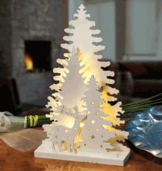 CNC Laser Cut Lamp Deer In The Forest Vector CDR File