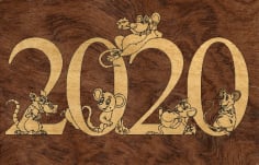 CNC Laser Cut New Year 2020 Template Vector CDR File