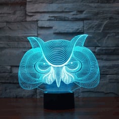 CNC Laser Cut Owl 3D Illusion Desk Lamp Acrylic Night Light CDR File