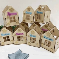 CNC Laser Cut Set of Mini Houses Free Vector CDR File