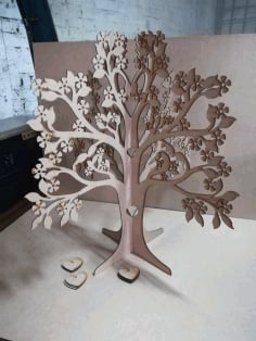 CNC Laser Cut Signature Tree Wedding Guest Book Free CDR File