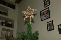 CNC Laser Cut Star On Christmas Tree New Year Vector CDR File