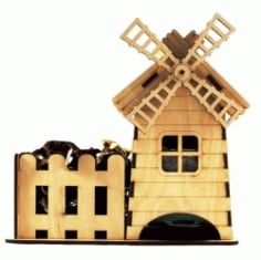 CNC Laser Cut Tea House And Windmill CDR File